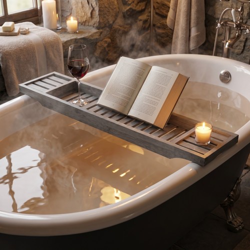 Luxury bamboo bath caddy - luxury,