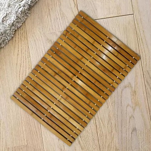 Natural bamboo wood bath mat - bamboo,