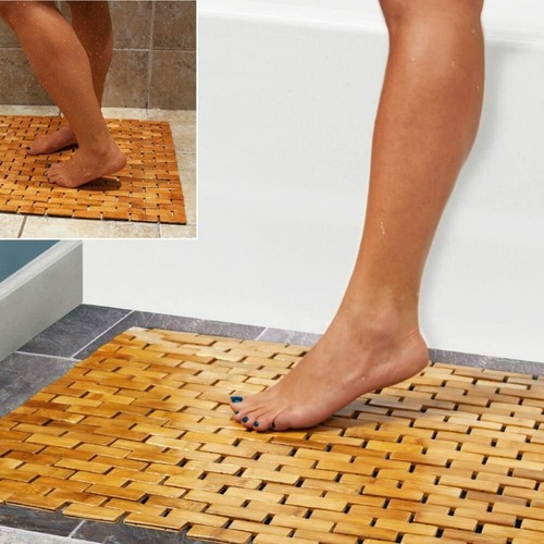 Bamboo bath mat shower duck - bamboo,